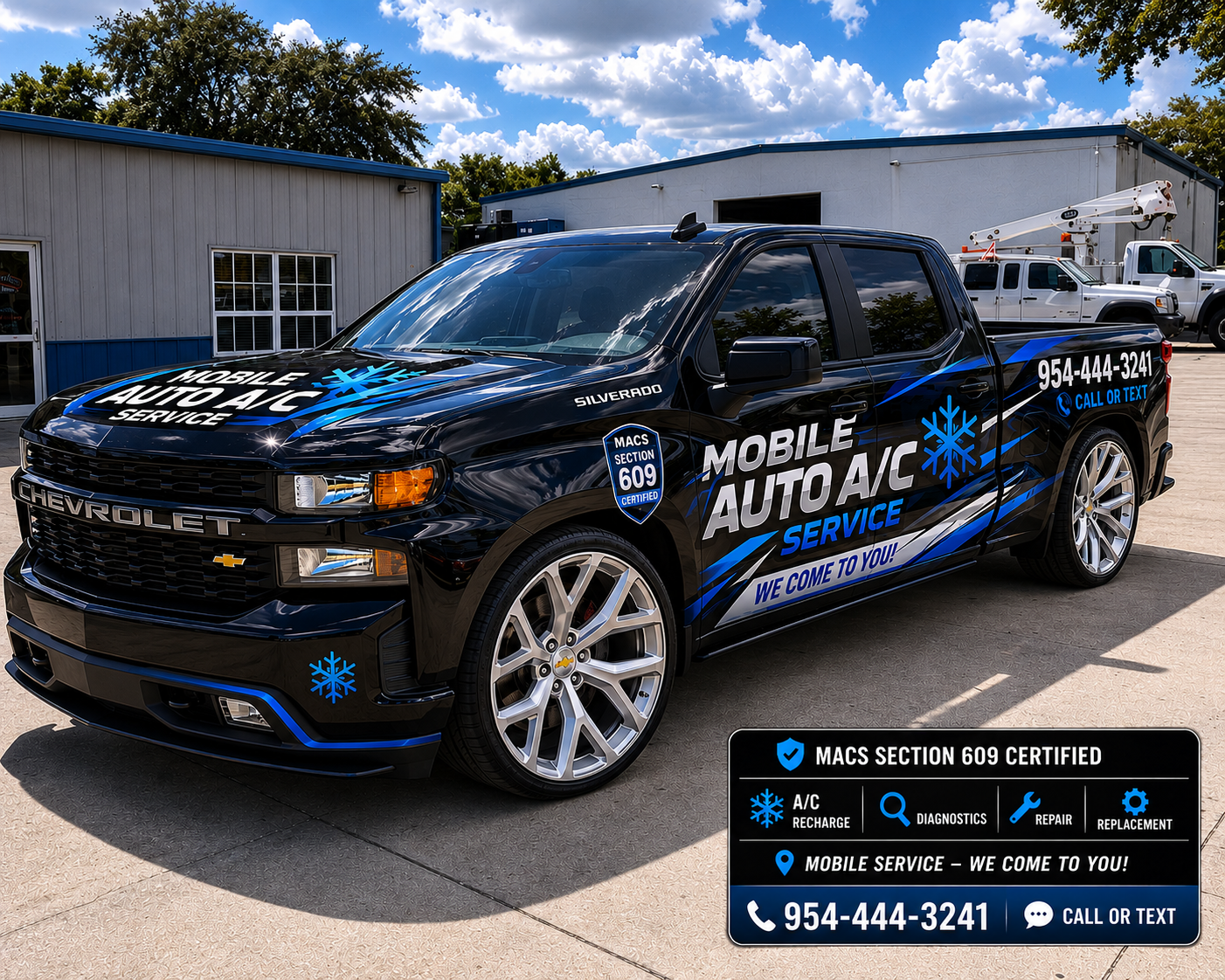 Mobile auto air conditioning service on-site repair